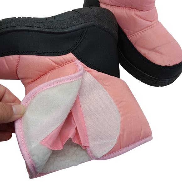 Pink and Black Snow Boots Size 1 Girls Plush Lining Side Closure Used Once - Picture 6 of 7